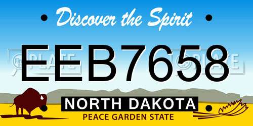 EEB7658 North Dakota License Plate