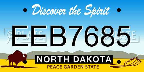 EEB7685 North Dakota License Plate