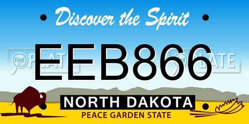 EEB866 North Dakota License Plate