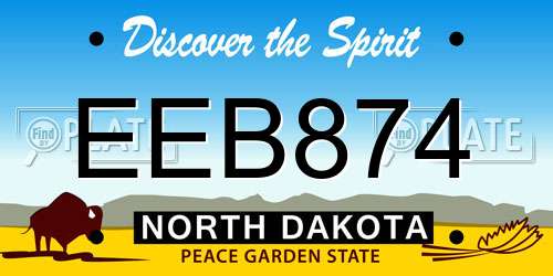 EEB874 North Dakota License Plate