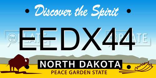 EEDX44 North Dakota License Plate