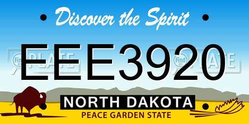 EEE3920 North Dakota License Plate