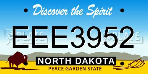 EEE3952 North Dakota License Plate