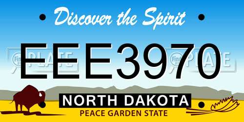 EEE3970 North Dakota License Plate