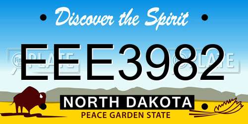 EEE3982 North Dakota License Plate