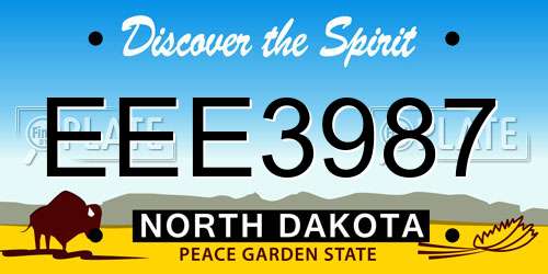 EEE3987 North Dakota License Plate
