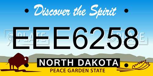 EEE6258 North Dakota License Plate