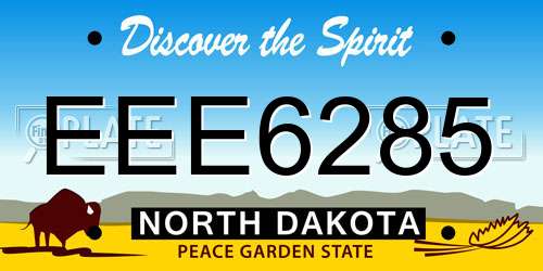 EEE6285 North Dakota License Plate