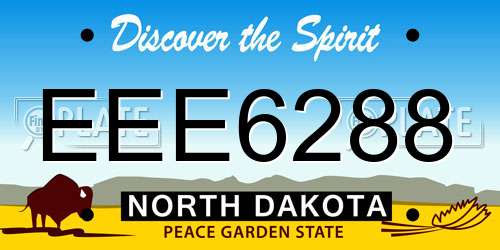EEE6288 North Dakota License Plate
