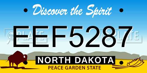 EEF5287 North Dakota License Plate