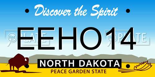 EEHO14 North Dakota License Plate