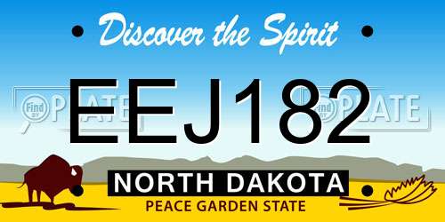 EEJ182 North Dakota License Plate