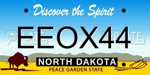 EEOX44 North Dakota License Plate