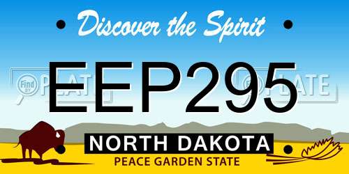 EEP295 North Dakota License Plate
