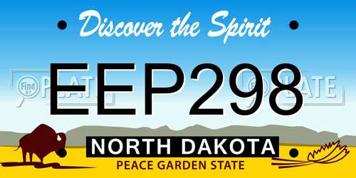 EEP298 North Dakota License Plate