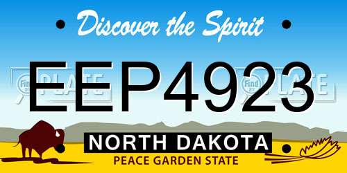 EEP4923 North Dakota License Plate