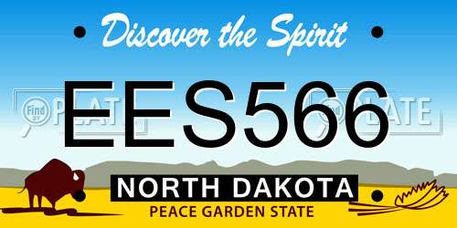 EES566 North Dakota License Plate
