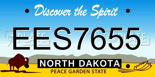 EES7655 North Dakota License Plate
