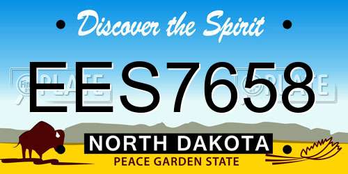 EES7658 North Dakota License Plate
