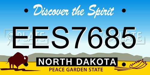 EES7685 North Dakota License Plate