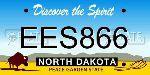 EES866 North Dakota License Plate