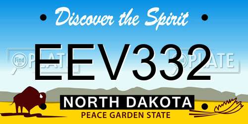 EEV332 North Dakota License Plate