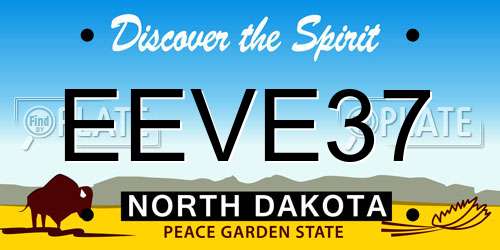 EEVE37 North Dakota License Plate
