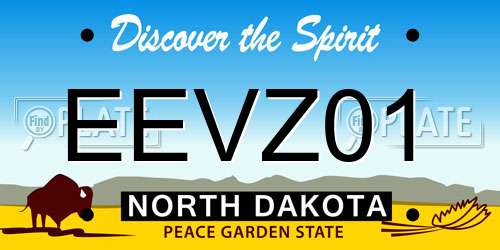 EEVZ01 North Dakota License Plate