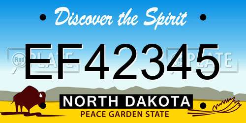 EF42345 North Dakota License Plate
