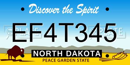 EF4T345 North Dakota License Plate