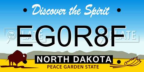 EG0R8F North Dakota License Plate