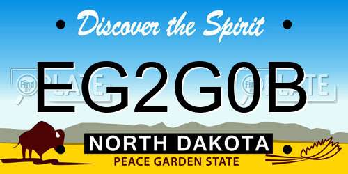 EG2G0B North Dakota License Plate