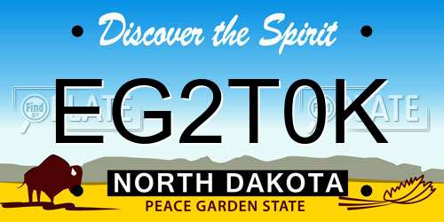 EG2T0K North Dakota License Plate