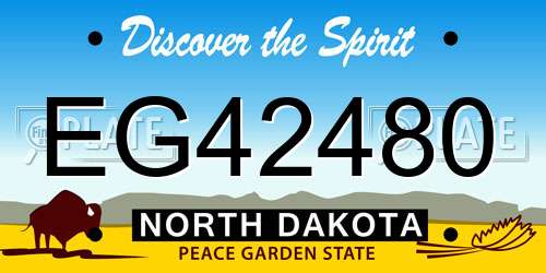 EG42480 North Dakota License Plate