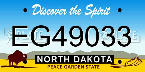 EG49033 North Dakota License Plate