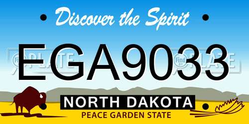 EGA9033 North Dakota License Plate