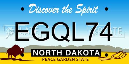 EGQL74 North Dakota License Plate