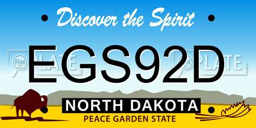 EGS92D North Dakota License Plate