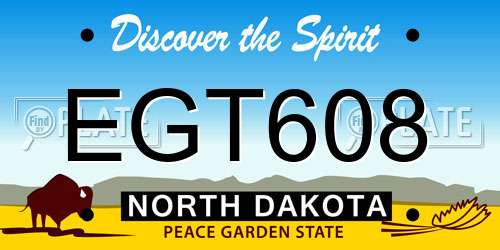 EGT608 North Dakota License Plate