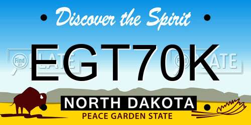 EGT70K North Dakota License Plate