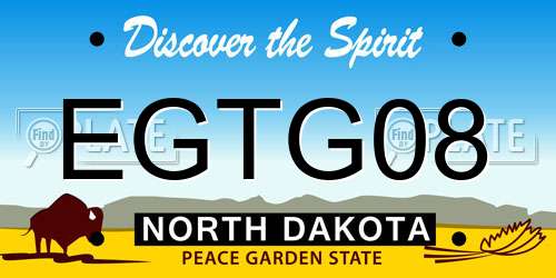 EGTG08 North Dakota License Plate