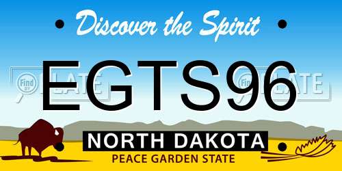 EGTS96 North Dakota License Plate