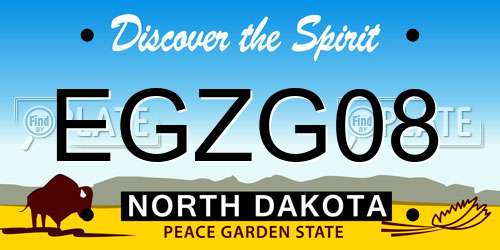 EGZG08 North Dakota License Plate