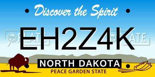 EH2Z4K North Dakota License Plate