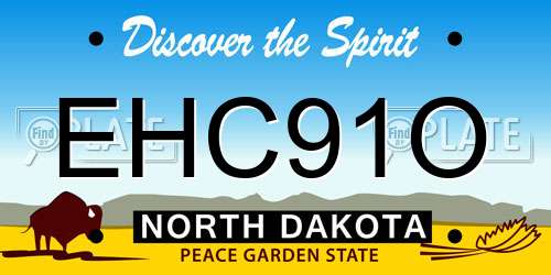 EHC91O North Dakota License Plate