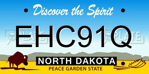 EHC91Q North Dakota License Plate