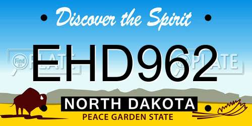 EHD962 North Dakota License Plate