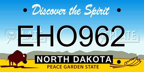 EHO962 North Dakota License Plate