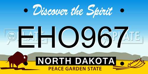 EHO967 North Dakota License Plate