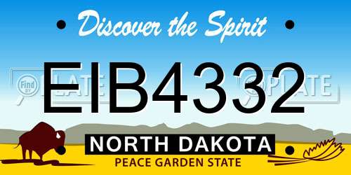 EIB4332 North Dakota License Plate